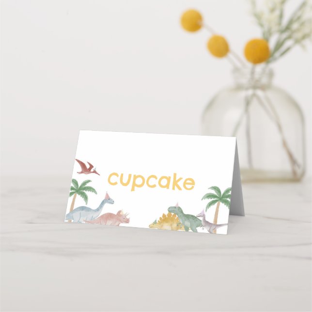 One A Saurus Dinosaur Boy Birthday Food Tent Card (Front)