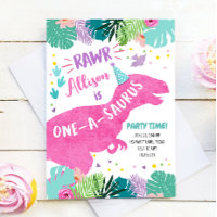 One-A-Saurus Pink Dinosaur Girl 1st First Birthday