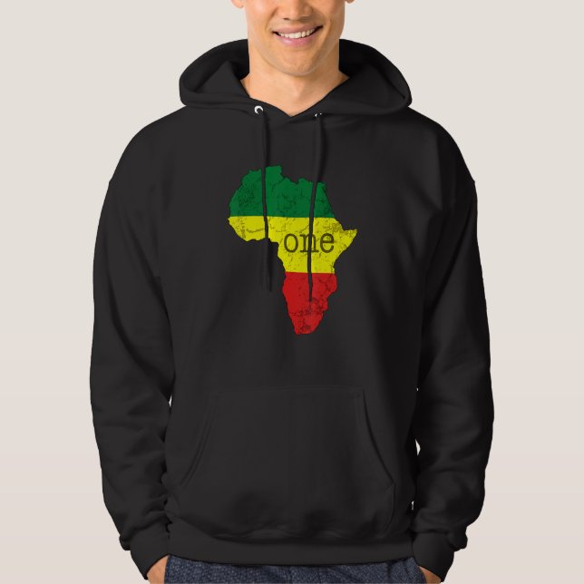 One Africa Pan African Pride Map Flag Black Pride Hoodie (Front)