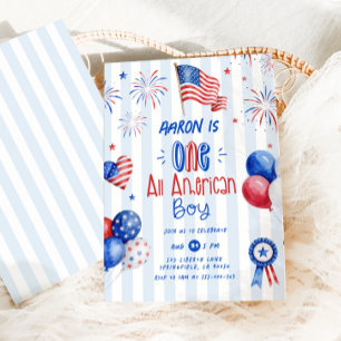 One All American Boy 1st birthday Invitation