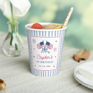 One All American Boy 4th of July 1st Birthday Paper Cups