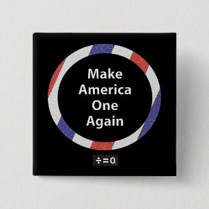 One America Red White And Blue Patriotic 2 Inch Square Button