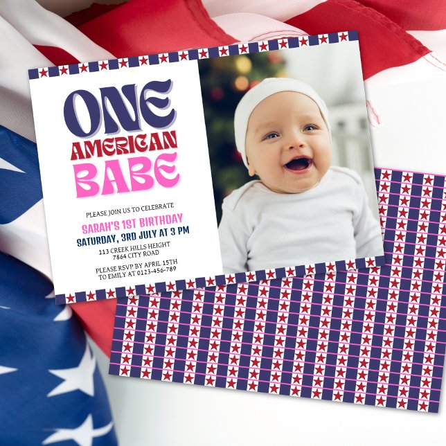 One American Babe 4th of July 1st Birthday  Invitation (Creator Uploaded)