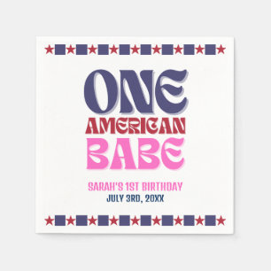 One American Babe 4th of July 1st Birthday  Napkin