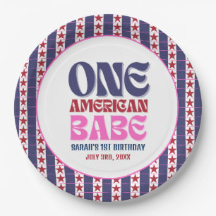 One American Babe 4th of July 1st Birthday  Paper Plate
