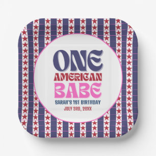 One American Babe 4th of July 1st Birthday  Paper Plate