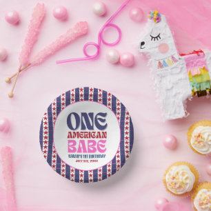 One American Babe 4th of July 1st Birthday  Paper Plate