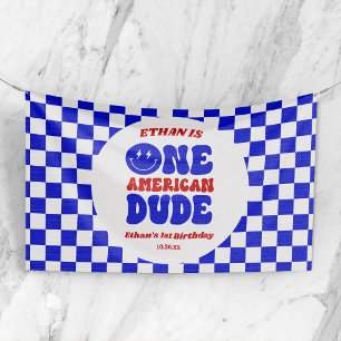 One American Dude 4th of July 1st Birthday Party Banner