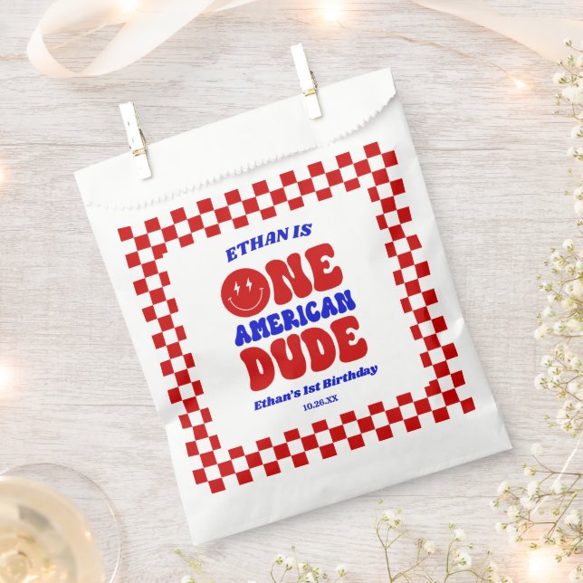 One American Dude 4th of July 1st Birthday Party Favour Bag (Clipped)