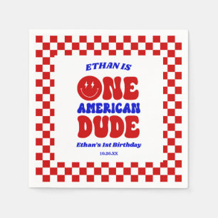 One American Dude 4th of July 1st Birthday Party Napkin