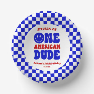 One American Dude 4th of July 1st Birthday Party Paper Plate
