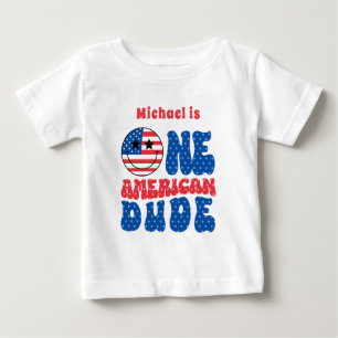 One American Dude 4th Of July First Birthday Baby T-Shirt