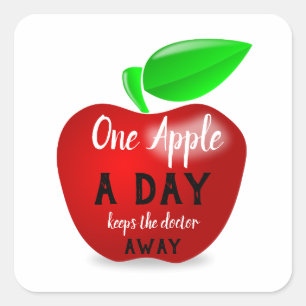 One apple a day   -  proverb square sticker