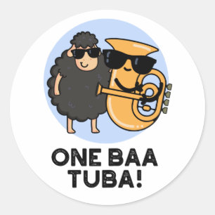 One Baa Tuba Funny Music Sheep Pun  Classic Round Sticker