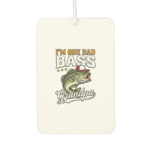 One Bad Bass Grandpa Fishing Vintage Vector Design Air Freshener