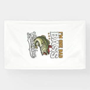 One Bad Bass Grandpa Fishing Vintage Vector Design Banner