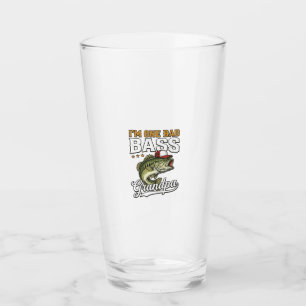 One Bad Bass Grandpa Fishing Vintage Vector Design Glass