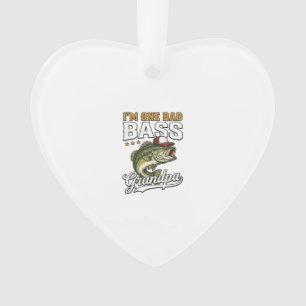 One Bad Bass Grandpa Fishing Vintage Vector Design Ornament