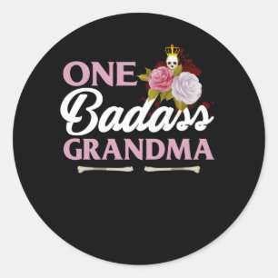One Badass Grandma Funny Grandma Gift Classic Round Sticker