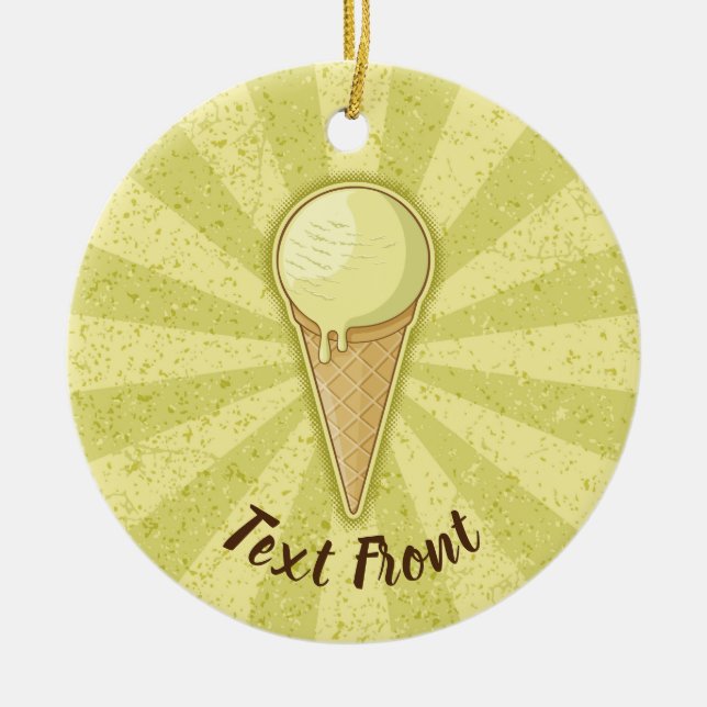 One Ball Ice Cream Cone Ceramic Ornament (Front)