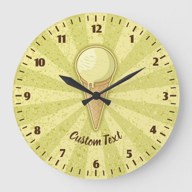 One Ball Ice Cream Cone Large Clock (Front)