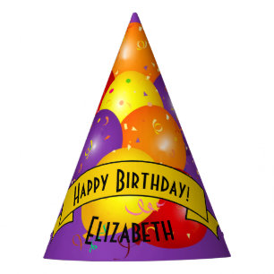 One Balloon Colourful Bundle and Confetti Birthday Party Hat