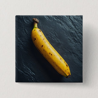 One Banana on a Dark Surface 2 Inch Square Button