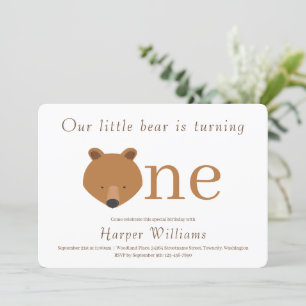 One Bear Baby First Birthday Invitation