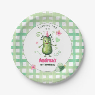 One Big Dill Pickle First Birthday Pink Paper Plate