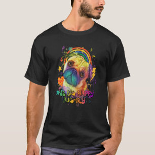One Big Happy Pugmily Pug Humor Dutch Bulldog Dog  T-Shirt
