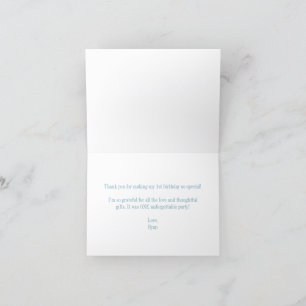 One Birthday Beach Club Cabana Stripe Thank You  Card