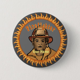 One Black Firefighter  pin button
