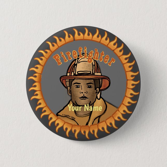 One Black Firefighter  pin button (Front)