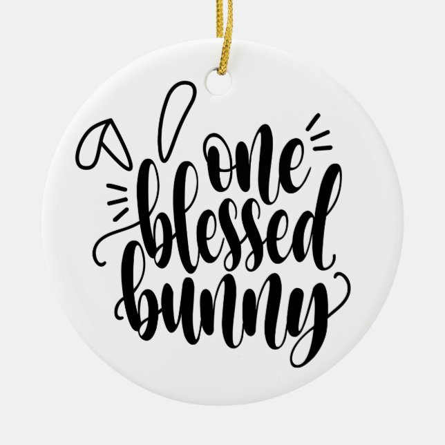 One Blessed Bunny Easter Calligraphy | Ornament (Front)
