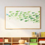 One Blue Fish Watercolor Green  Poster<br><div class="desc">This design may be personalized by choosing the Edit Design option. You may also transfer onto other items. Contact me at colorflowcreations@gmail.com or use the chat option at the top of the page if you wish to have this design on another product or need assistance with this design. See more...</div>