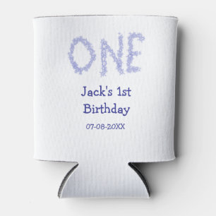 One blue glitter boy modern 1st birthday  can cooler