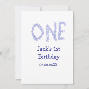 One blue glitter boy modern 1st birthday holiday card