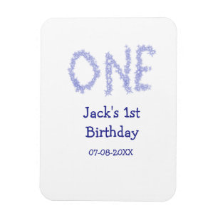 One blue glitter boy modern 1st birthday  magnet