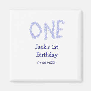 One blue glitter boy modern 1st birthday  magnet