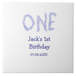 One blue glitter boy modern 1st birthday  tile