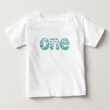 One Blue Pattern 1st Birthday Baby T-Shirt