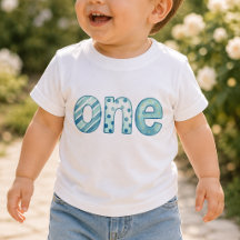 One Blue Pattern 1st Birthday Baby T-Shirt