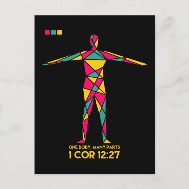 One Body Many Parts Cubism (1 Corinthians 12:27) Postcard (Front)