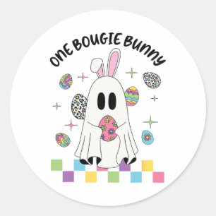 One Boojee Bunny Funny Boo Ghost Happy Easter Day  Classic Round Sticker