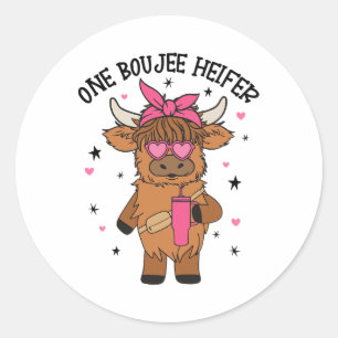 One Boojee Heifer Cow Tumbler Farm Animal Valentin Classic Round Sticker