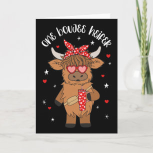 One Boujee Heifer Cow Tumbler Happy Valentines Day Card