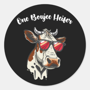 One Boujee Heifer Funny Cow Vintage Retro Classic Round Sticker
