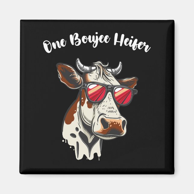 One Boujee Heifer Funny Cow Vintage Retro Magnet (Front)