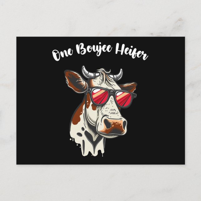 One Boujee Heifer Funny Cow Vintage Retro Postcard (Front)