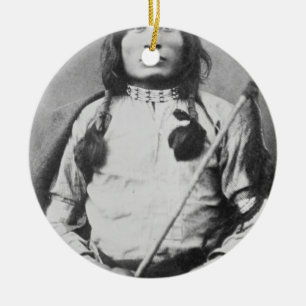 One Bull Warrior, 1882 (b/w photo) Ceramic Ornament